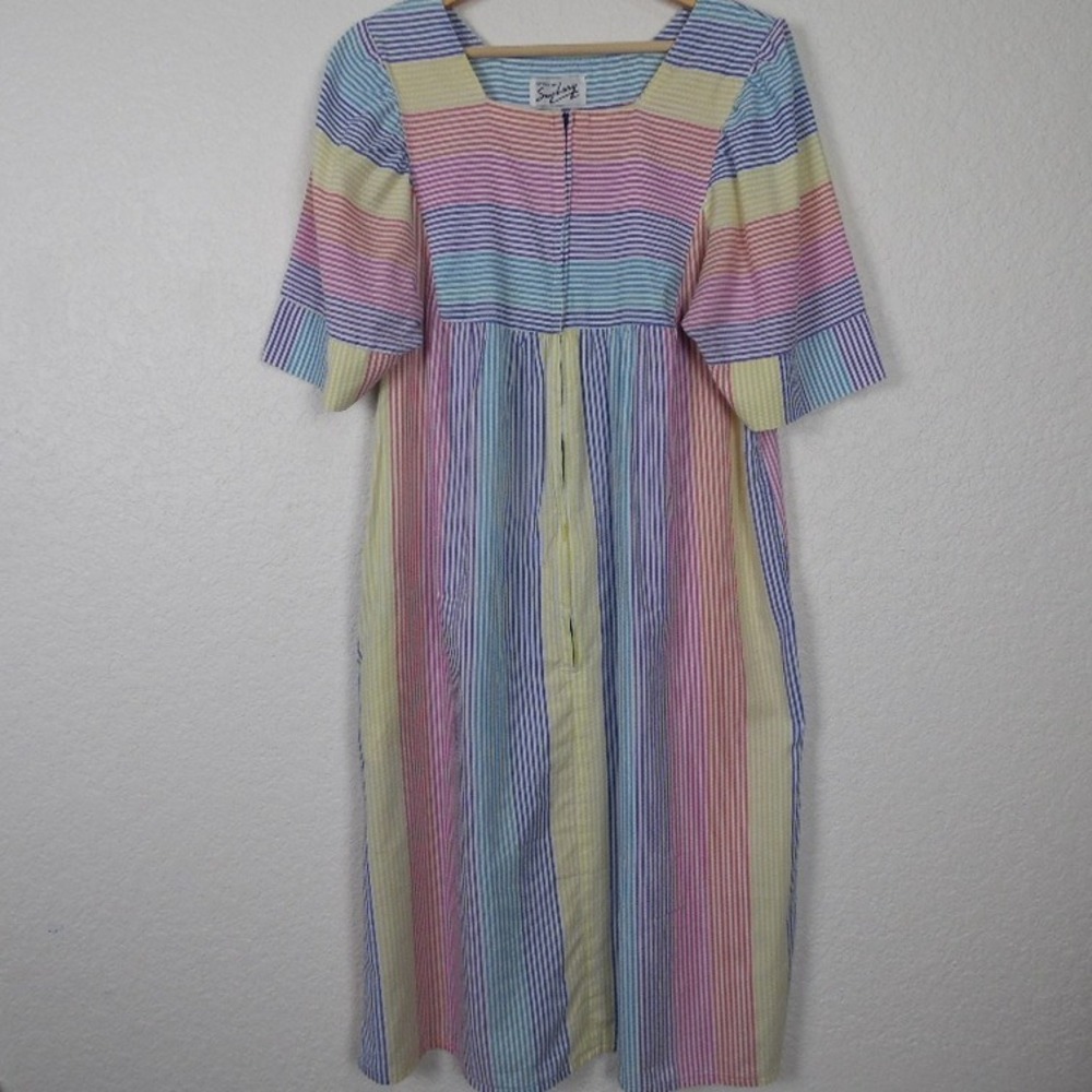 Saybury Women's Vintage Rainbow Striped Dress SZ S Multicolor Cottagecore Boho